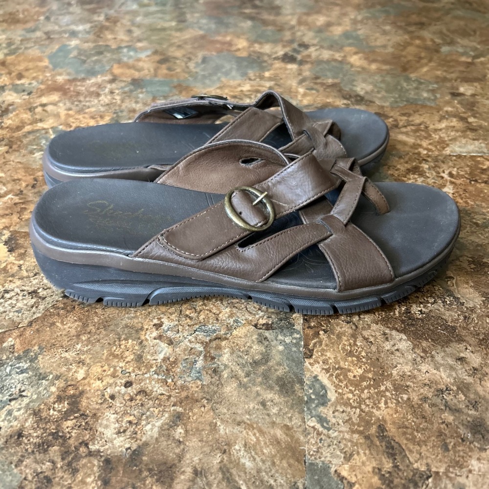 Skechers Relaxed Fit Yoga Foam Sandals Womens Size 10 Brown Open Toe Shoes